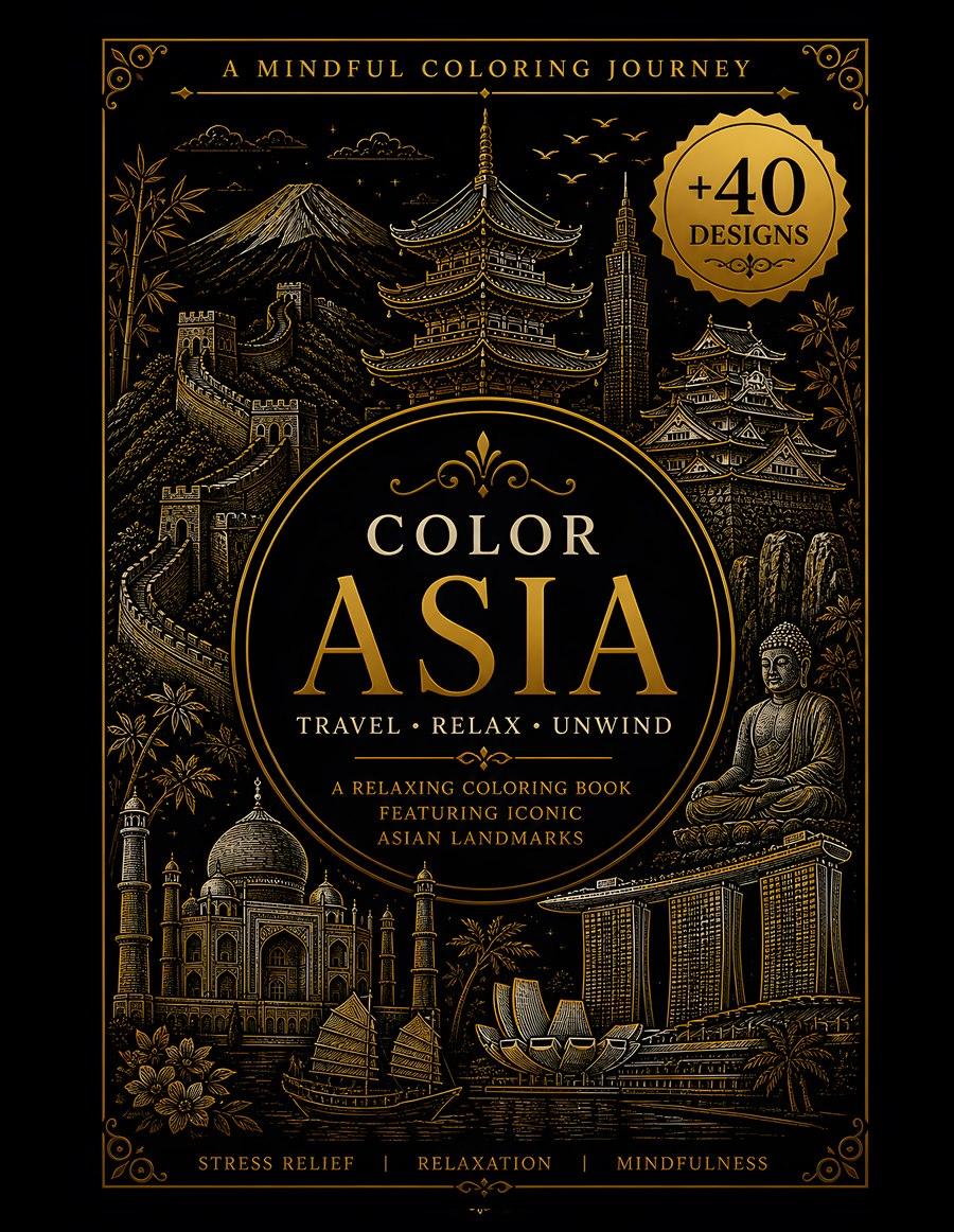 Journey Through Asia coloring book cover