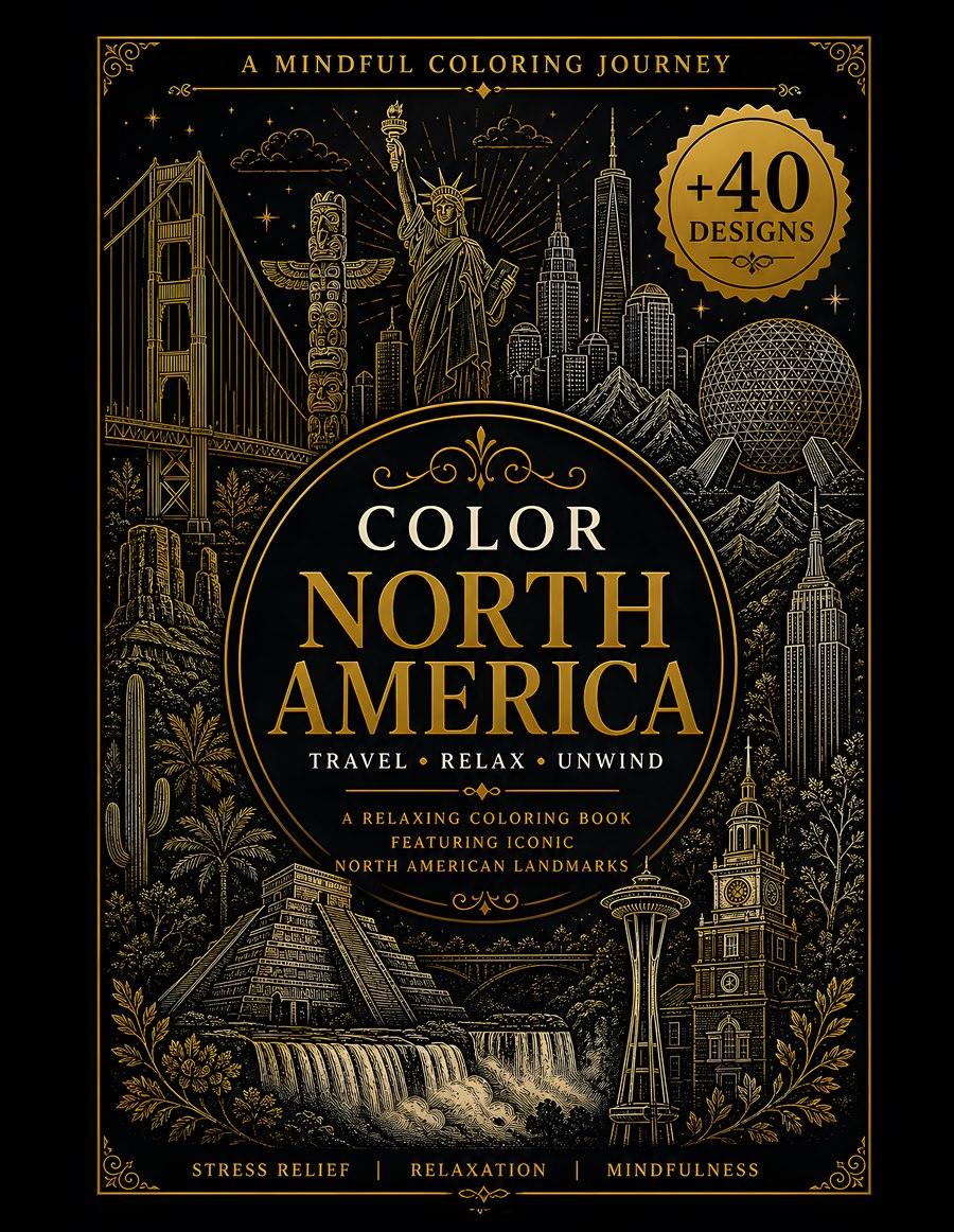 North America coloring book cover