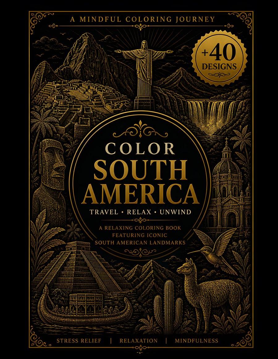 South America coloring book cover